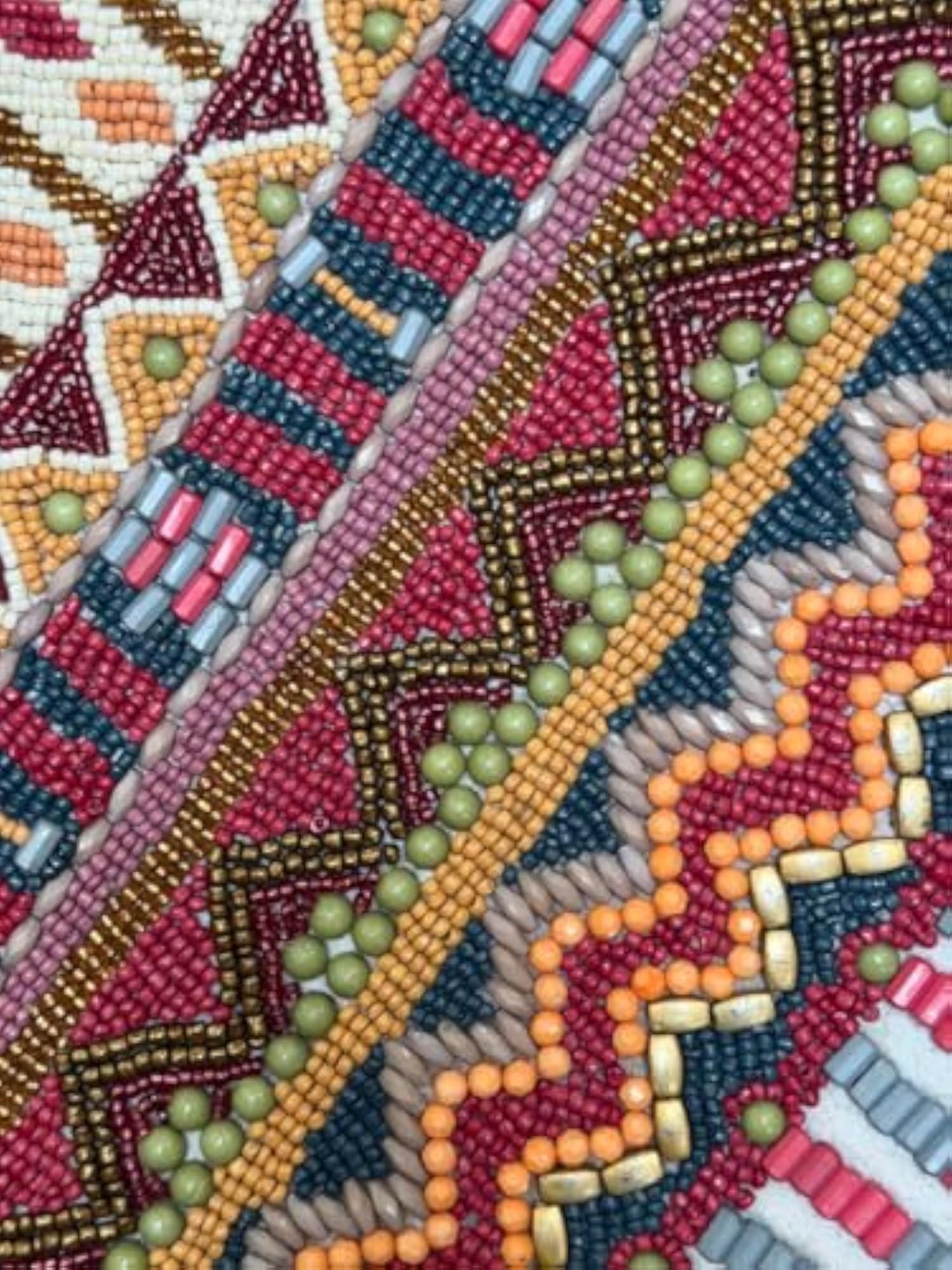 Multicolor Artisan Beaded Table Runner, Elegant Decor