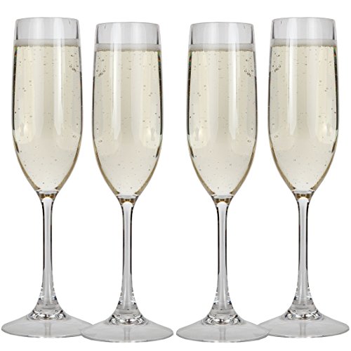 Lily's Home Unbreakable Acrylic Champagne Glasses, Made of Shatterproof Plastic and Ideal for Indoor and Outdoor Use, Reusable, Crystal Clear (5 oz. Each, Set of 4)