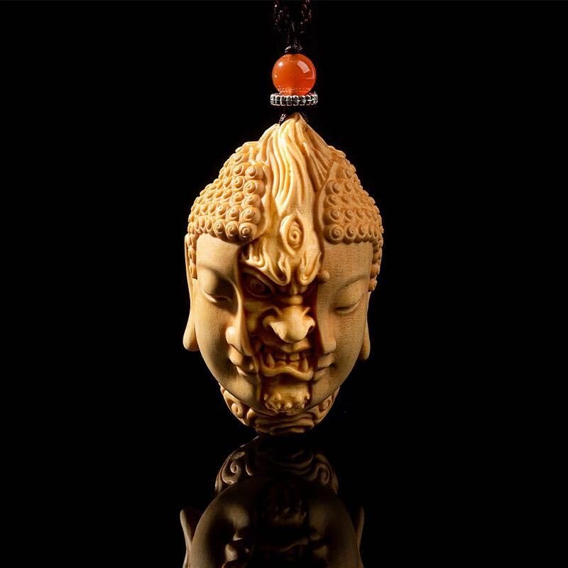 Amazon.co.jp: 仏教美術 柘植木彫り 仏魔の一念 仏魔如来 柘植木材
