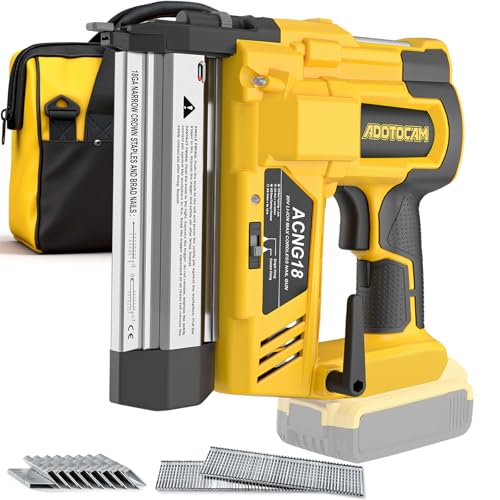 Cordless 2' Brad Nailer Compatible with DeWalt 20V Battery(No Battery), 2 in 1 Electric Nail Gun/Staple Gun,18GA Nail Gun Battery Powered with 1000 Nails/Staples for Woodworking & Home Improvement