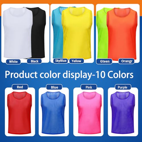 Image of 12 /24 /48Pcs Soccer Pinnies Youth, Scrimmage Team Practice Vests | Mesh Printed and Unprinted Numbers Team Pennies for Basketball Soccer Football Bibs Adults Kids