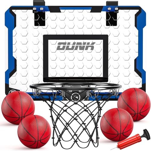 TEMI Basketballkorb Indoor, Mini-Basketballkorb mit 4 Bällen, über die Tür Basketballbrett für Kinder und Erwachsene, Basketball-Spielzeug für Jungen Mädchen Alter 3 4 5 6 7 8 9 10 11 12