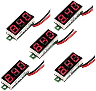 RUNCCI-YUN 5pcs Voltage Meter 2 Wire 0.28", Mini Digital Voltmeter Panel DC 2.5V-30V Two-Wire Voltage Tester Meter LED Display (Red)