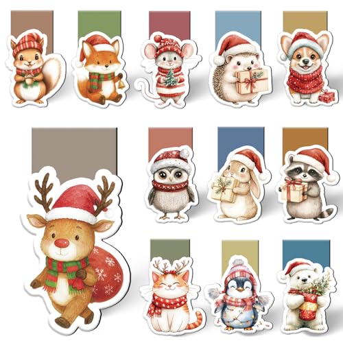 Happirra - Magnetic Bookmarks Christmas, Advent Calendar Filling Children, Secret Santa Gift Children, Santa Gifts Children Small Christmas Gifts, Give Aways Christmas Bookmark Children Reading Accessories