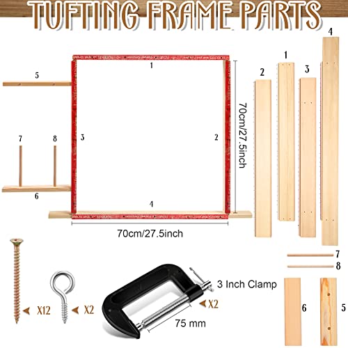 Image of Tufting Frame for Rug Making, Large Tufting Gun Frame Kit with Table Clamp and Tack Strips for Carpet Making Wooden Sewing Frame Stand Suitable for Electric Carpet Gun