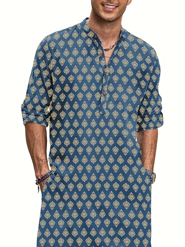 Image of BE ACTIVE Cotton Kurta for Men | Traditional and Classy Design | Indian Kurta | Full Sleeve Kurta