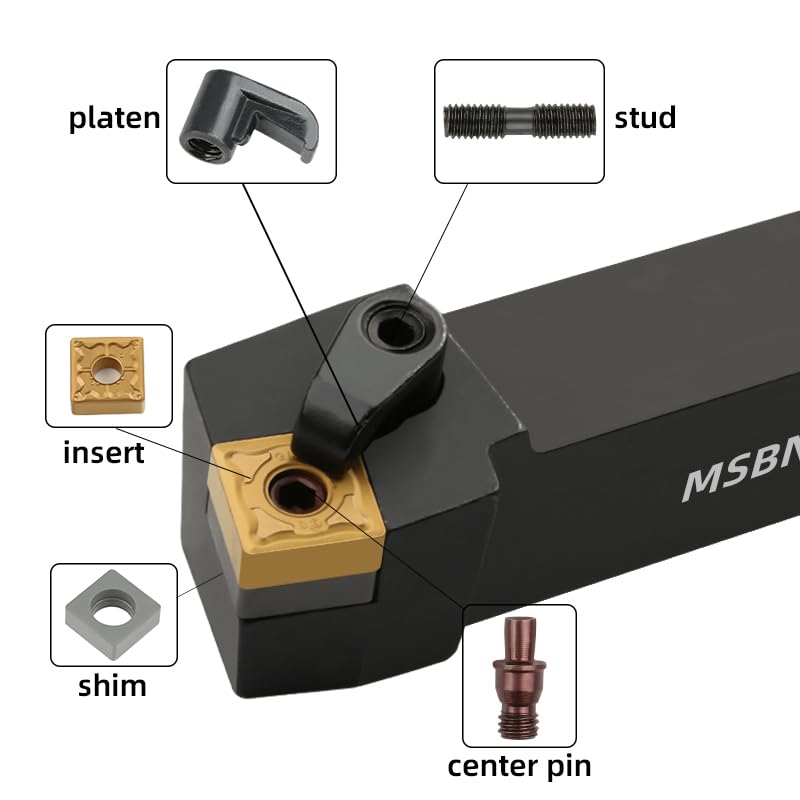 Soporte de Herramientas de torneado Exterior MSBNL MSBNR2020K12 SNMG, Insertos de carburo MSBN MSBNR, Herramientas de Corte de Barra de máquina CNC de Espuma, 1 ud.(MSBNL2020K12)