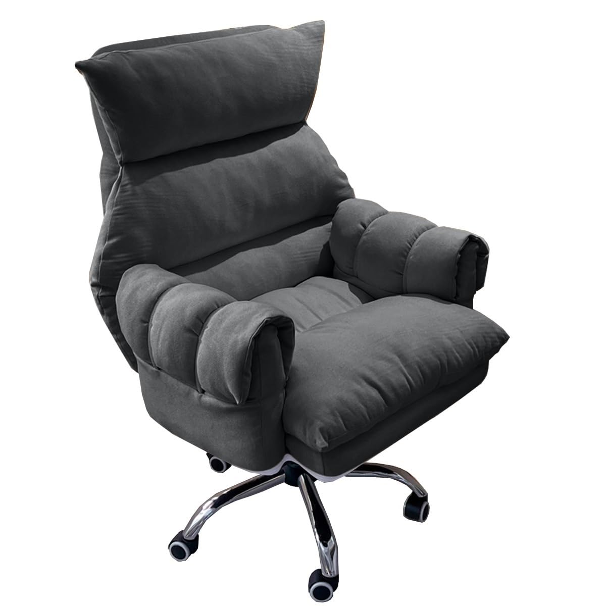 Sedia da ufficio ergonomica con braccioli morbidi, regolabile in altezza, girevole, sedia da gaming, imbottita con ioni di litio, divano a dondolo per sala riunioni (grigio A)