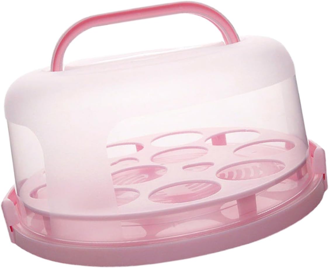 FAVOMOTO Reusable Cake Box Portable Cake Carrier with Transparent Dome Hand-held Design for Birthday Muffins Outdoor Parties and Picnics