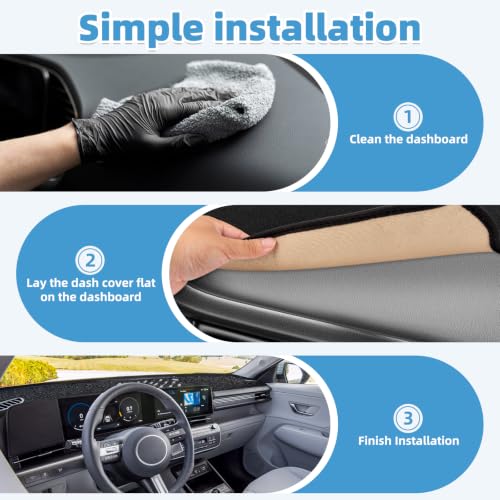 Image of Dash Cover Mat for Hyundai Kona 2024-2026 Non-Slip Dashboard Cover Mat Sunshade UV Rays Protector Interior Accessories