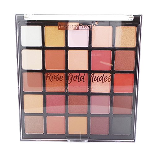 Beauty Treats Rose Gold Nudes Eyeshadow Collection Palette - 25 Shades - Highly Pigmented Shimmer and Matte