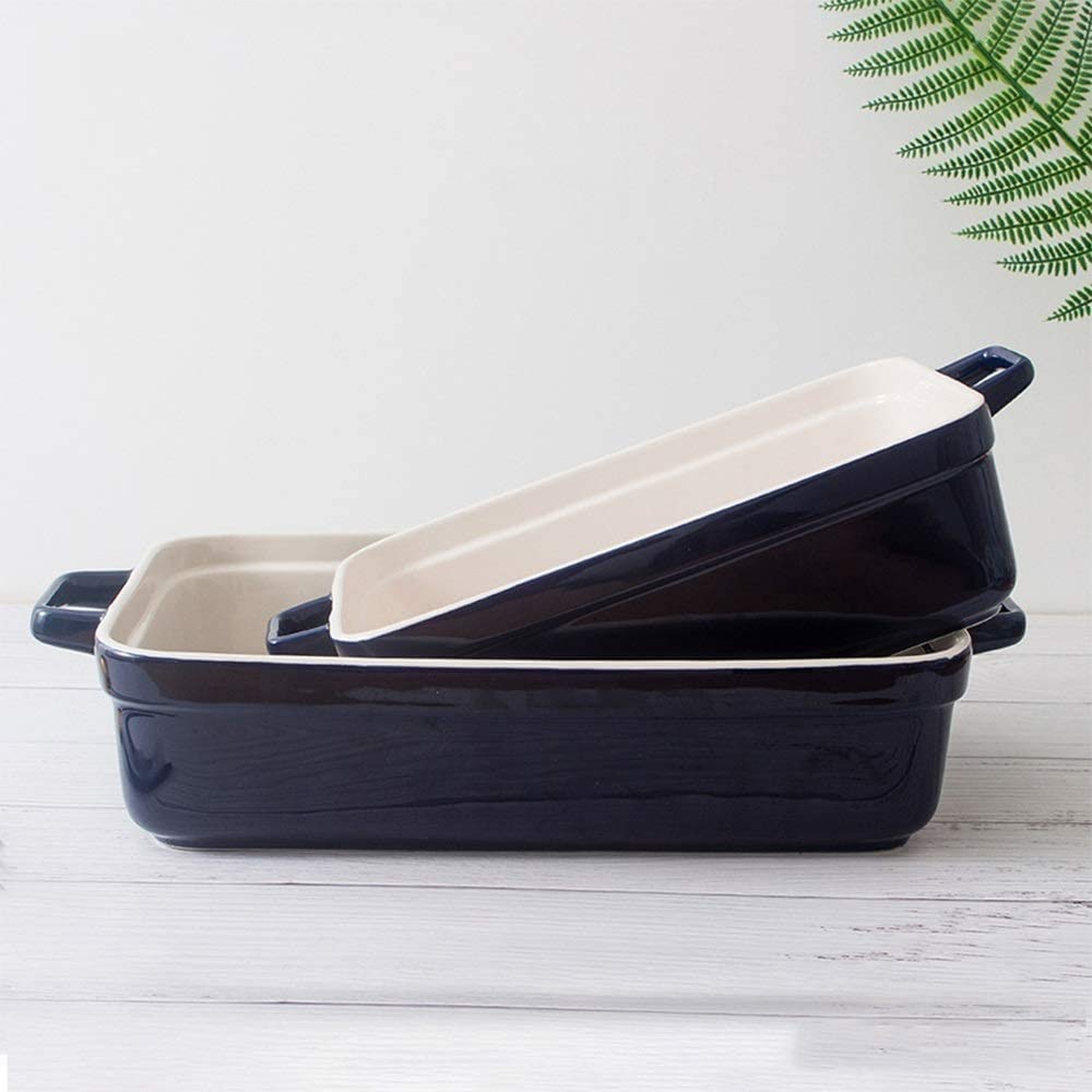 Placa de cazuela para Hornear Casserole Set 2 Ajuste de Platos para Hornear PANTENGA DE LASAÑA Rectangular PANTENERSO para COCINAR LA Cocina DE Cena para Pantallas para HOGARES