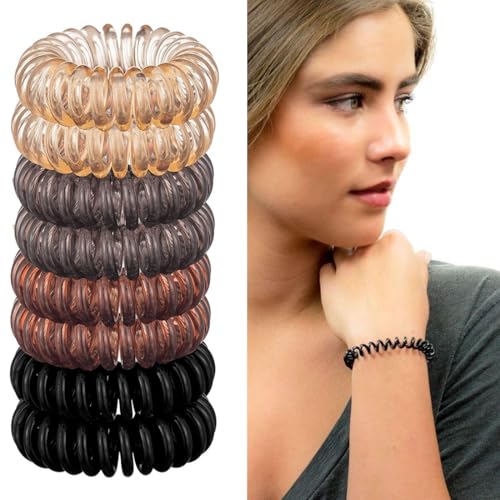 AEIOPRS 8 pcs gomas pelo espiral,Impermeables gomas pelo mujer,gomas pelo para el cabello sin daños,gomas transparentes pelo,accesorios pelo mujer y Niña