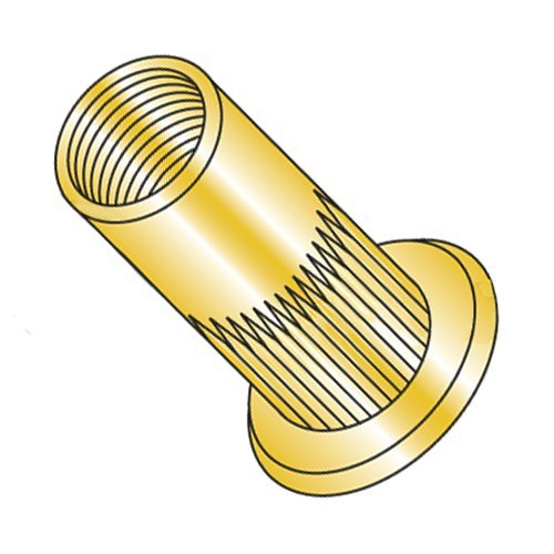 M5-0.8 (Max Grip 5.7mm) Large Flange Ribbed Blind Threaded Inserts/Steel/Zinc Yellow (Carton: 2,000 pcs)