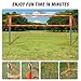 Olybeaka Outdoor Volleyball Badminton Combo Set with Net, Anti-Sagging Design, 4 Badminton Rackets, 3 Birdies and PU Volleyball for Backyard Lawn Beach (Reddish Oange)