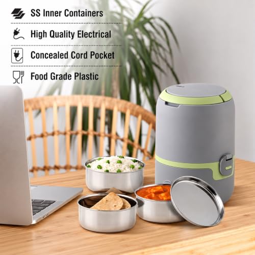 Image of Electric Lunch Box for Office Stainless Steel Container 300X3 ml
