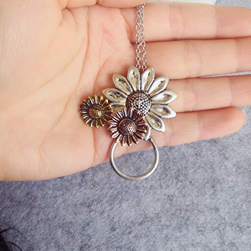 NOUMANDA Antique Gold Silver and Rose Gold 3 Sunflower Eyeglass Holder Pendant Necklace4