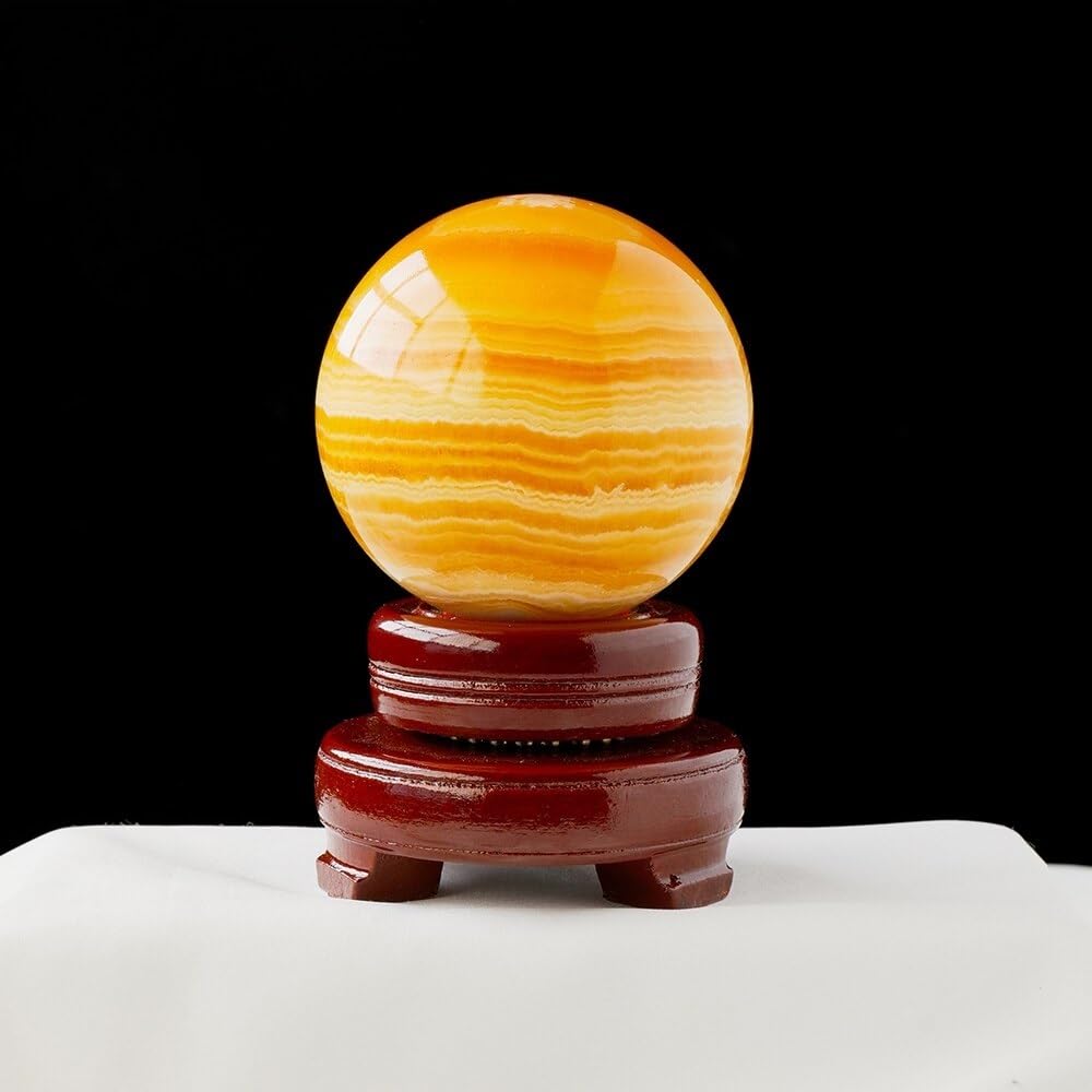 FOPURE 1pc Polished Orange Calcite Quartz Sphere Yellow Crystal Ball Home Decoration Gift (Size : 5-6cm)