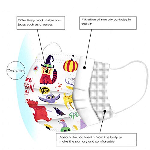 AxiBa Bandanas faciais descartáveis para crianças, bandanas faciais descartáveis de 3 camadas não te