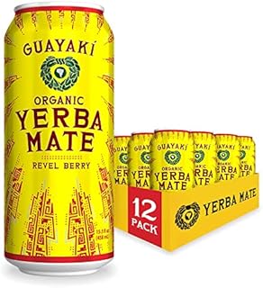 Guayaki Yerba Mate, Clean Energy Drink Alternative, Organic Revel Berry, 15.5oz (Pack of 12), 150mg Caffeine