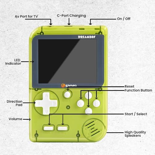Image of Sameo Handheld Video Game Console, Dreamboy Retro Mini Game with 500 Classic Retro Game TV Compatible for Kids, Rechargeable 8 Bit Classic (Ice Green)