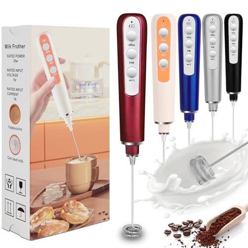 Image of Milk Frother Wand Rechargeable Handheld Frother For Coffee,Batidora De Mano Electrica Coffee Bar Accessories Kitchen Appliances Essentials Electric Frother Gift For Women Men (Black)