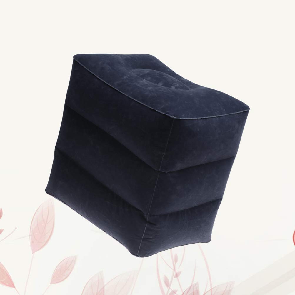 VILLCASE Gonflable pour Avion Coussin Relaxant Portable Tabouret avec Tube Gonflable Et Pochette De Rangement pour Fauteuil Inclinable Bleu Foncé