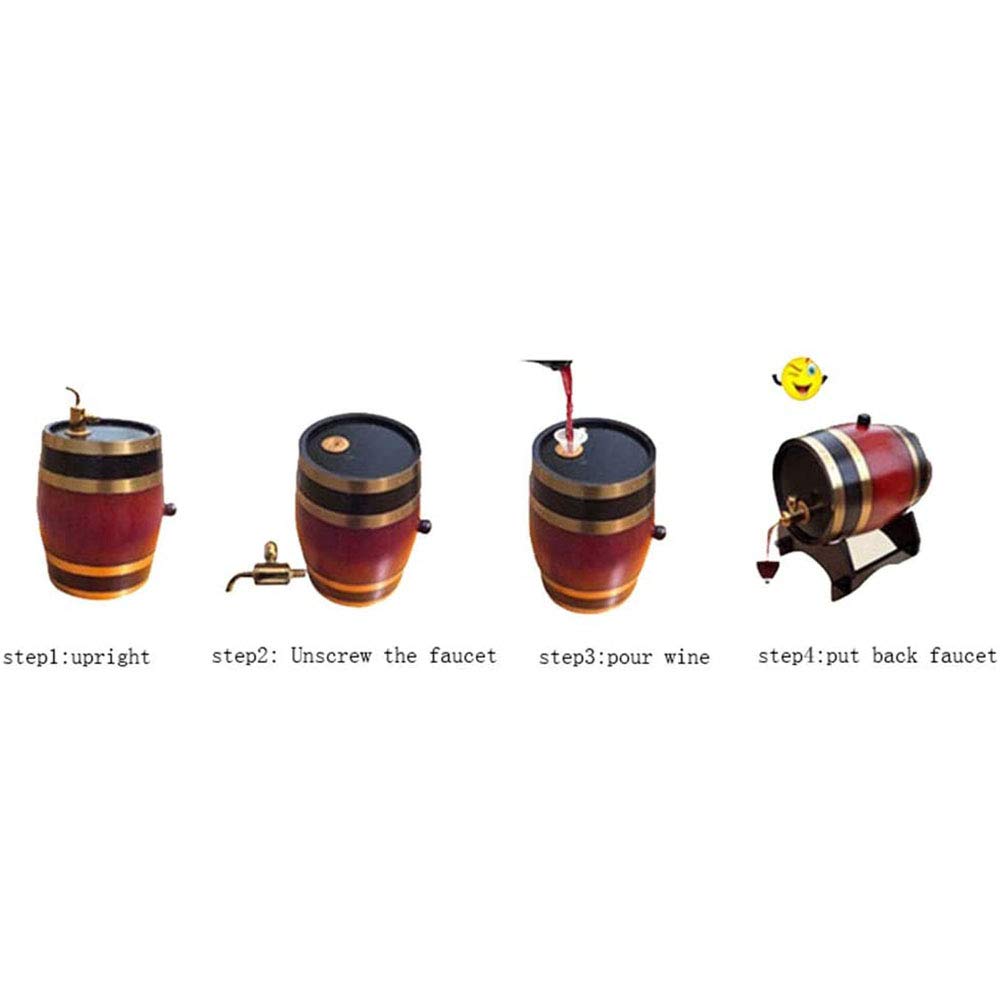 Barril De Roble, Barril De Madera De Roble Artesanal, (Sin Pegamento, Sin Cera, Sin Forro, Barril De Roble, Barril), para Añejamiento De Licores y Vino,3L