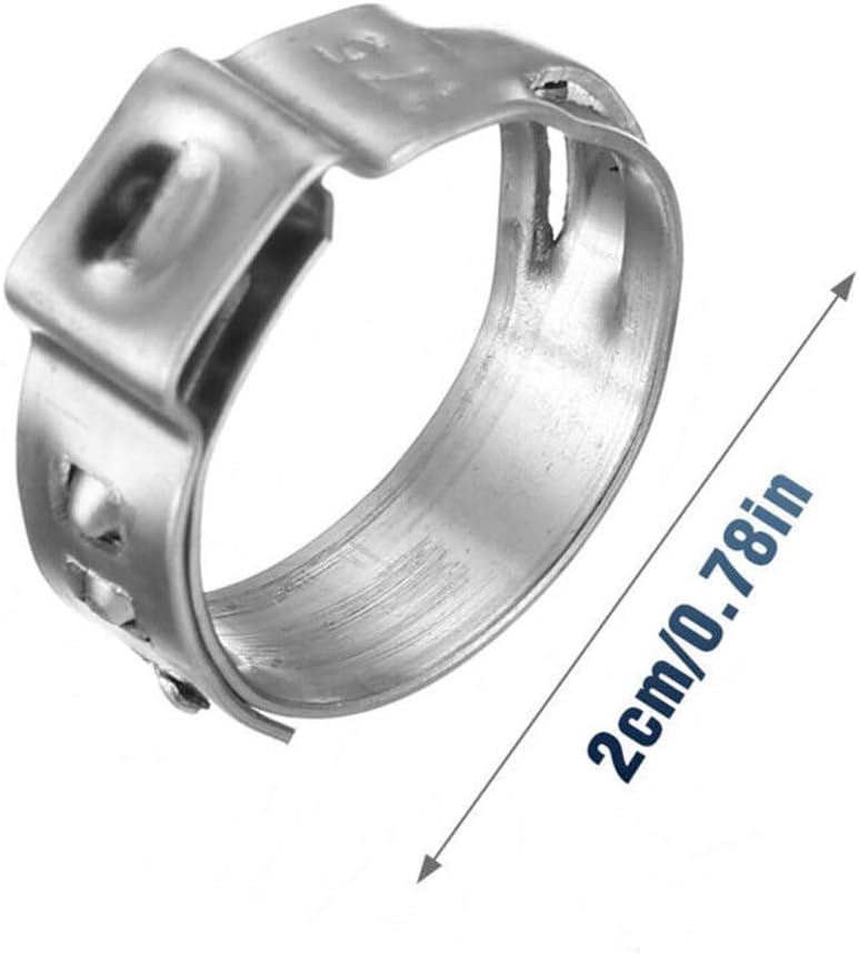 ホースクランプ、パイプフープ、10個 ステンレススチール イヤークリップクランプ 7-14mm 圧着継手 シングルイヤークランプ ホ