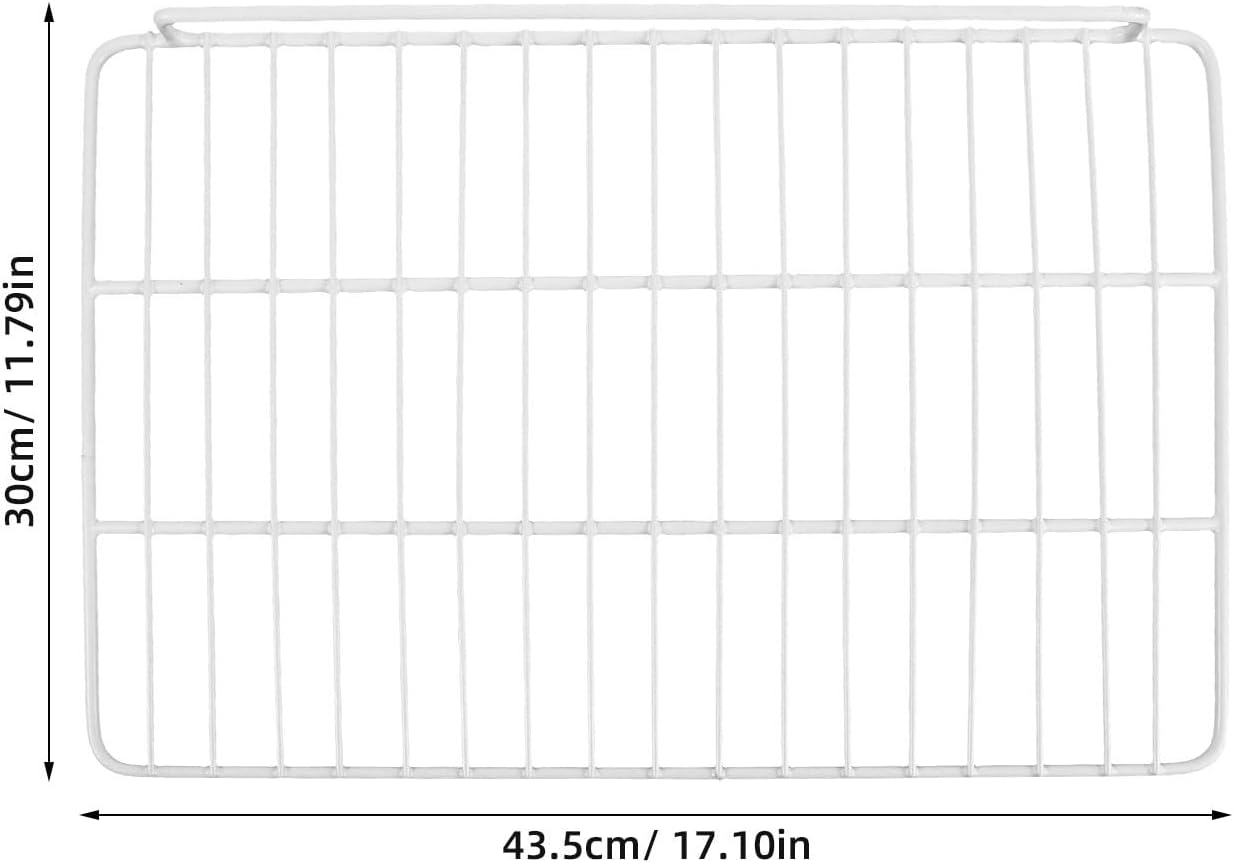 Freezer Wire Shelf Rack for Mini Fridge and Freezer Compartment Stainless Steel Refrigerator Wire Shelf with Single-side Guard Barrier Simple Installation for Dorm Storage