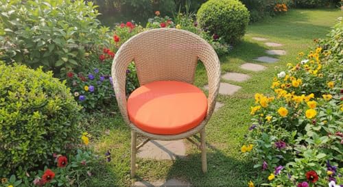 Image of India Outdoor Indoor Patio Furniture Sets Rattan Chair Patio Set Conversation Set Poolside Lawn Chairs Swingarea Balcony Outdoor Garden Furniture Chair (Honey with Orange Cushion 2+1)