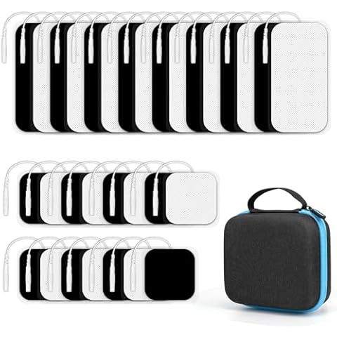 Tens Unit Electrode Pads with Carry Case, 32 PCS 2" and 2"x4" Tens Unit Replacement Pads with Upgraded Self-Stick Performance for Electrotherapy, Compatible with AUVON TENS, TENS 7000, Etekcity Cover