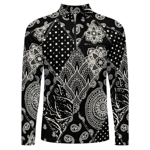 Patchwork Paisley Design Men's Sun Protection Shirts UV SPF UPF 50+ Long Sleeve Rash Guard Lightweight4