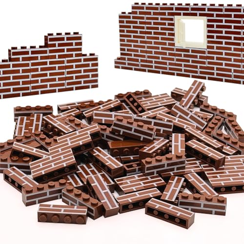 Miutrue 100Pcs Classic Wall Building Bricks,1x4 Masonry Profile Bricks Blocks Parts and Pieces Compatible with Major Brands Construction Toys for Kids...
