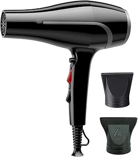 Hair Dryer 2400W - Professional Blow Dryer with Negative Ions, Fast Drying, Low Noise, 2 Speed & 2 Heat Settings, Detachable Air Concentrator, Overheat Protection, SK-14021 (Black & Silver)