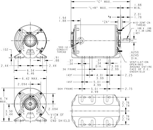 Marathon K1416 56H Frame Open Drip Proof 5K49NN2147X Belt