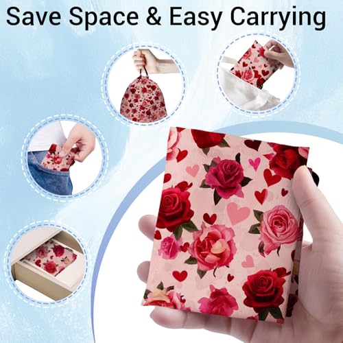 Image of Grip Bag for Gymnast Red Roses Heart Lightweight Small Drawstring Athlete String Bag