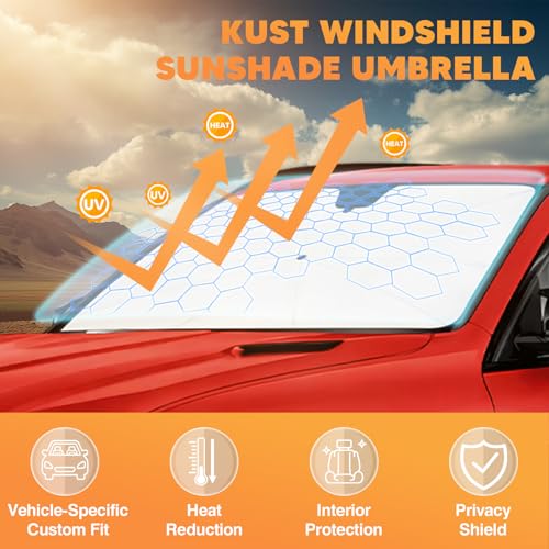Image of KUST Sun Shade Umbrella for Subaru Ascent 2019-2025 2026 | Custom Fit Windshield Sunshade | Foldable Sunshade with Bendable Handle | Blocks Heat & UV Rays Keep Car Cool Sunshield