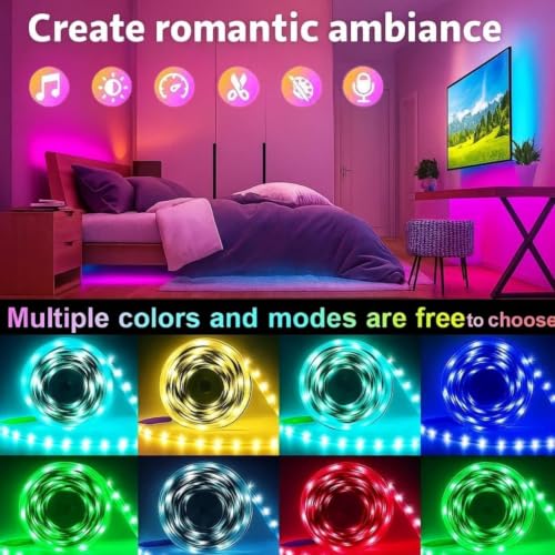 Image of MIXOO 5M Smart LED Strip Lights, RGB Waterproof IP65 Color Changing Light Strip with App, Remote, Voice & Music Sync Control, 5V USB Powered Flexible LED Lights for Home, Room, Festival Decoration