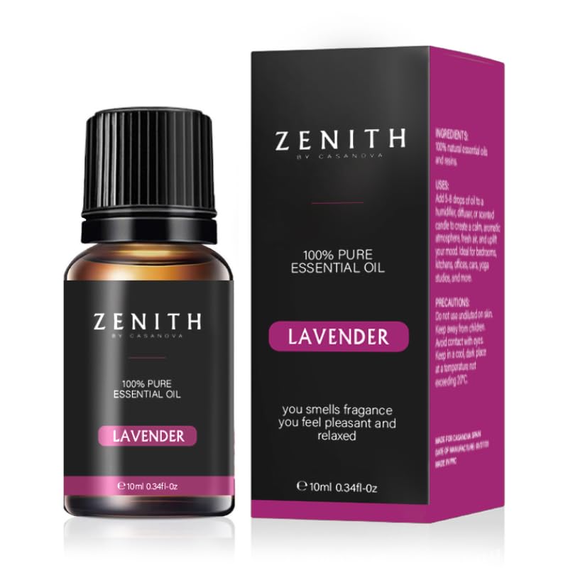 ZENITH® - Aceite Esencial De Lavanda 10ml Para Humidificador Aromaterapia Natural Aromas Bio Difusor Ambientador Perfumes Hogar Aceites Esenciales Puros Incienso Velas Esencias (10ml, Lavanda)