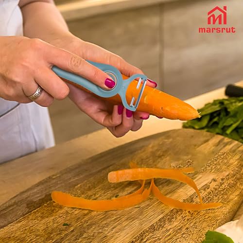 3-in-1 Electric Peeler Fruits and Vegetables Cordless for Kitchen, Handheld Julienne Blade Slicer Tool Set for Potatoes Cucumber Apples Carrot, Electrico Automatic Stainless Steel Pro Gadgets-Blue - Image 6
