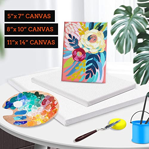 3 Pack Canvases For Painting With Multi Pack 11X14", 5X7", 8X10", Painting Canvas For Oil & Acrylic Paint #TOP3