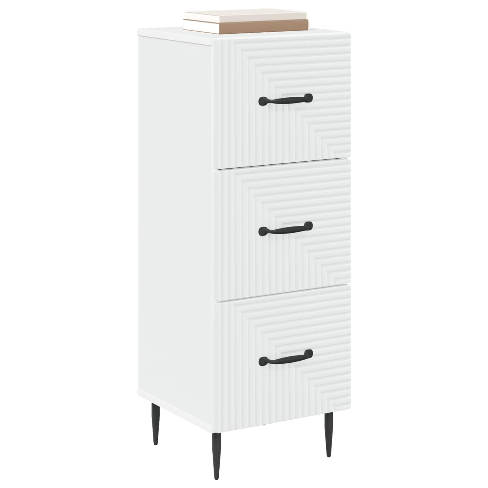 Cassettiera in legno bianco, 33 x 34,5 x 89,5 cm, 3 cassetti, per ufficio, corridoio, cantina, garage, officina, per riporre in ordine