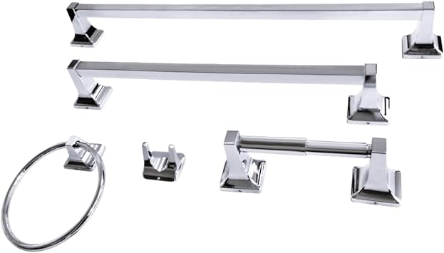 Milton BAHK602124781 5-Piece 18-Inch and 24-Inch Towel Bars Bathroom Accessory Set, Polished Chrome - Thumbnail 5
