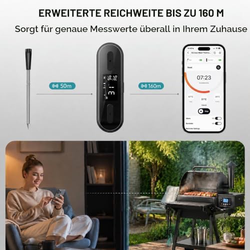 Ultrean Smartes Kabelloses Fleischthermometer grillthermometer zum Küche – Ansicht 2