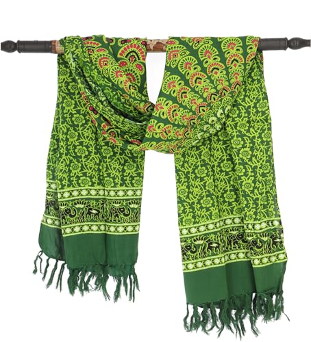 GURU SHOP Bali Sarong, Wandtuch, Wickelrock, Mandala Pareo - Grün, Herren/Damen, 160x115 cm