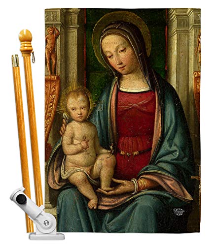 Ornament Collection Mother Mary and Child House Flag Set Religious Faith Hope Grace Peace Dove Christian Religion Easter Decoration Banner Small Garden Yard Gift Double-Sided, Made in USA