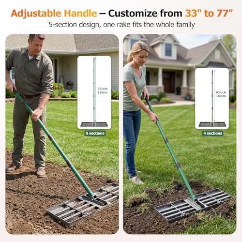 Rastrillo nivelador de césped 30" con mango ajustable miniatura 3