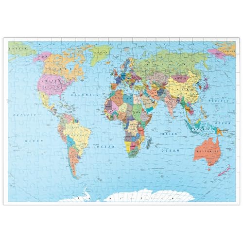 MyPuzzle Carte du Monde en Couleur - Frontières, Pays, Routes Et Villes - Premium 200 Pièces Puzzle - Collection spéciale MyPuzzle de Puzzle Galaxy