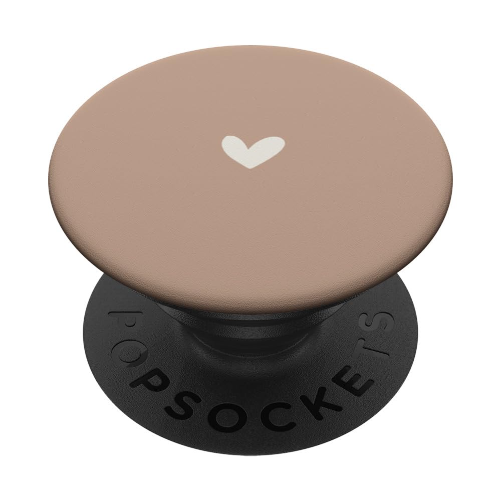 Dark Sand Beige - Cute Simple Chic Boho Hand Drawn Heart PopSockets Adhesive PopGrip